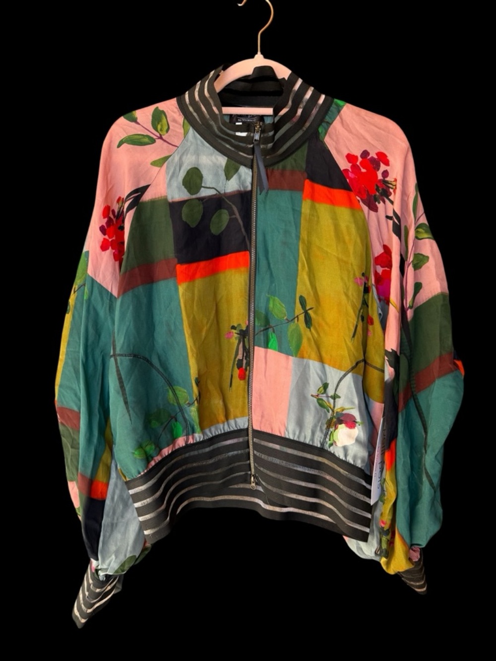 Floral Patchwork Bomber Jacket - Multicolor Garden Print
